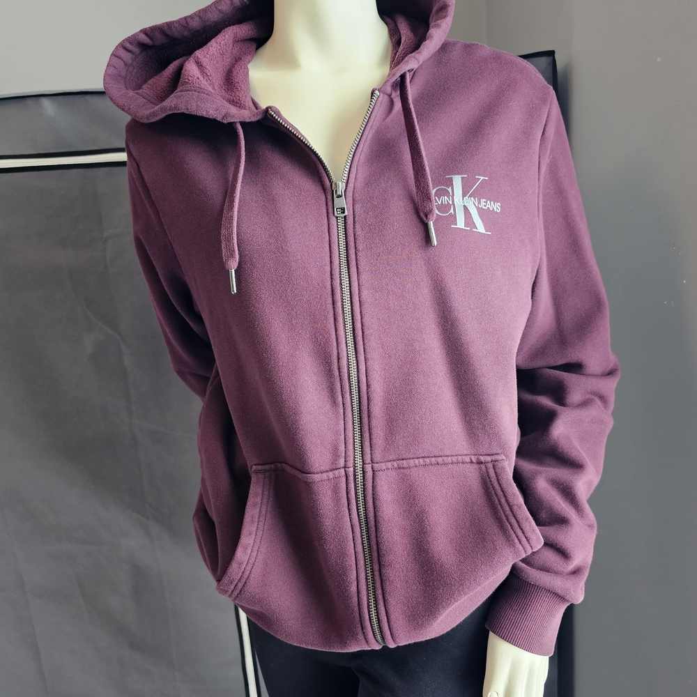 Calvin Klein Women's Maroon Zip-Up Hoodie